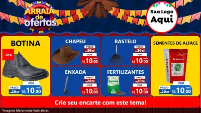 Modelo de TV para TV Horizontal com o tema Arraiá de Ofertas para Agropecuária