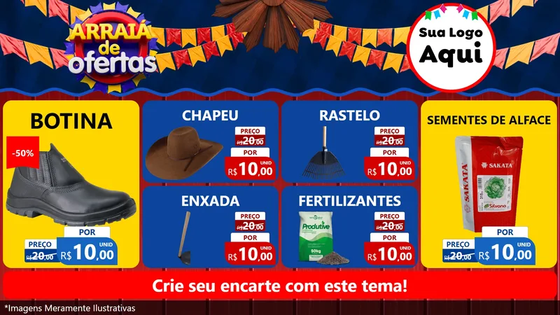 Modelo de TV para TV Horizontal com o tema Arraiá de Ofertas para Agropecuária