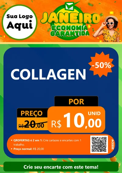 Modelo de Cartaz para Cartaz A4 Vertical com o tema Janeiro - Economia Garantida para Suplementos alimentares