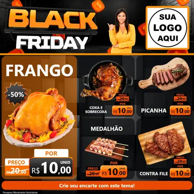 Modelo de Rede Social para Feed Facebook com o tema Black Friday para Assados