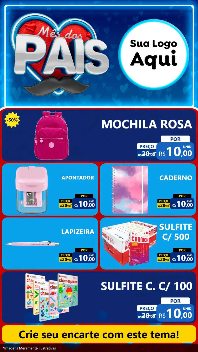 Modelo de TV para TV Vertical com o tema Mês Dos Pais para Papelaria