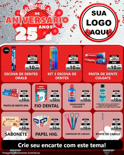 Modelo de Rede Social para Feed Instagram com o tema Promoção de Aniversário - 25Anos para Higiene Pessoal