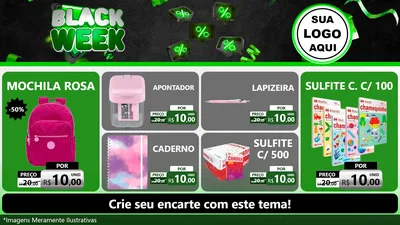Modelo de TV para TV Horizontal com o tema Black Week para Papelaria