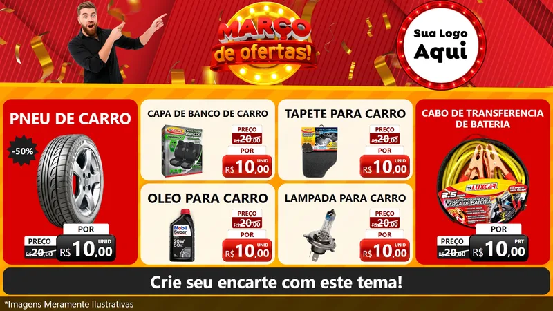 Modelo de TV para TV Horizontal com o tema Março de Ofertas! para Auto peças