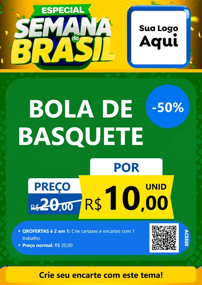 Modelo de Cartaz para Cartaz A4 Vertical com o tema Especial Semana do Brasil para Artigos Esportivos