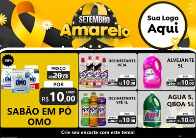Modelo de Encarte para Encarte A4 Horizontal com o tema Setembro Amarelo para Produtos de Limpeza