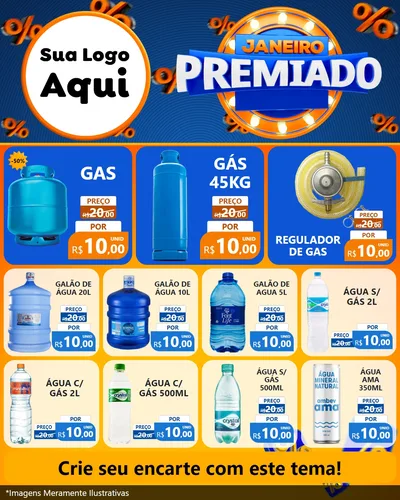 Modelo de Rede Social para Feed Instagram com o tema Janeiro Premiado para Água e gás