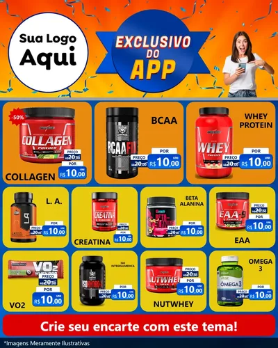 Modelo de Rede Social para Feed Instagram com o tema Exclusivo do Aplicativo para Suplementos alimentares