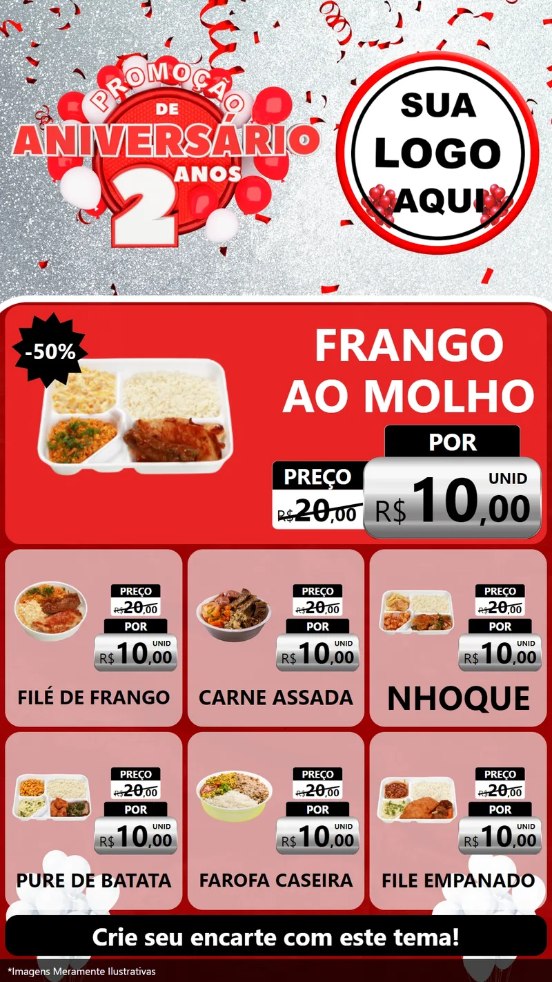 Modelo de Rede Social para Stories com o tema Promoção de Aniversário - 2 Anos para Restaurante