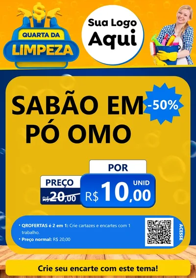 Modelo de Cartaz para Cartaz A4 Vertical com o tema Quarta da Limpeza para Produtos de Limpeza