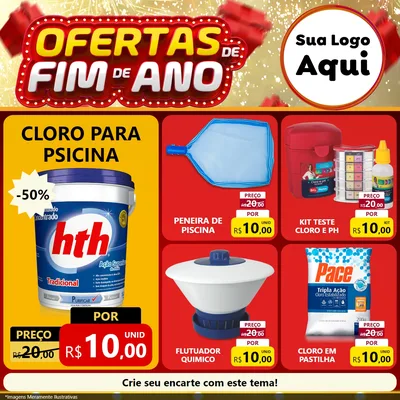 Modelo de Rede Social para Feed Facebook com o tema Ofertas de Fim de Ano para Produtos para Piscina