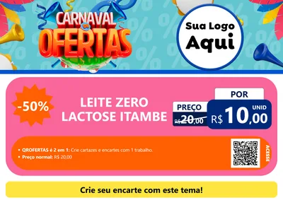 Modelo de Cartaz para Cartaz A4 Horizontal com o tema Carnaval de Ofertas para Frios e Laticínios