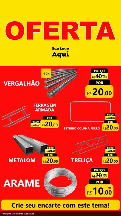 Modelo de TV para TV Vertical com o tema OFERTA - Vermelho Cartaz para Ferragens