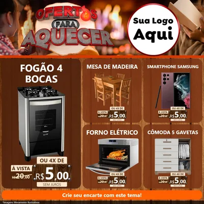 Modelo de Rede Social para Feed Facebook com o tema Ofertas Para Aquecer para Móveis e Eletro