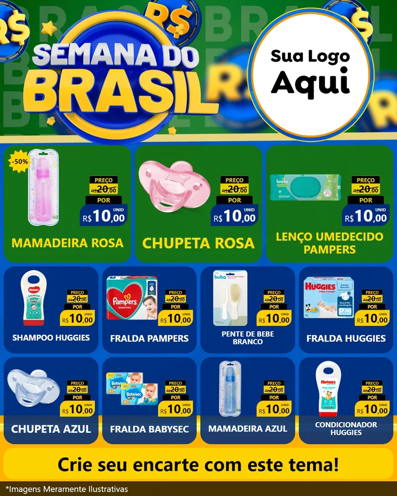 Modelo de Rede Social para Feed Instagram com o tema Semana Do Brasil para Bebês