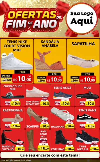 Modelo de Encarte para Encarte Grande com o tema Ofertas de Fim de Ano para Calçados