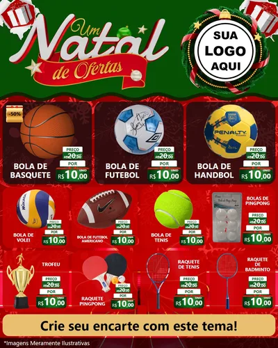 Modelo de Rede Social para Feed Instagram com o tema Um Natal de Ofertas para Artigos Esportivos