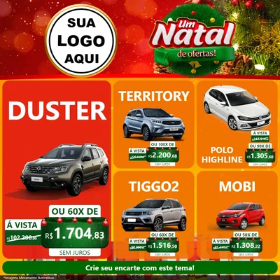 Modelo de Rede Social para Feed Facebook com o tema Um Natal de Ofertas para Concessionaria de Carros