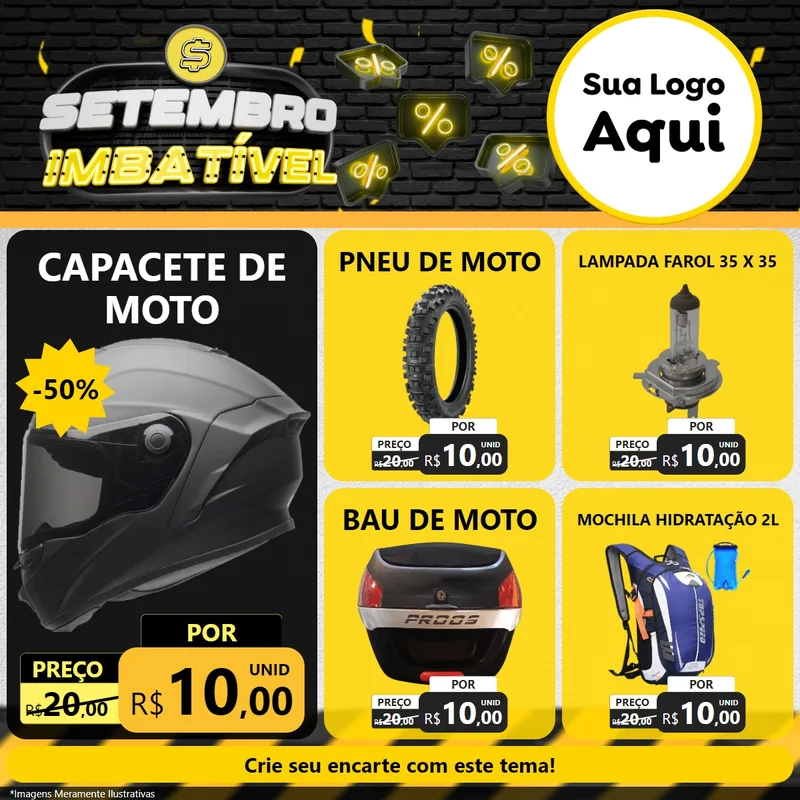 Modelo de Rede Social para Feed Facebook com o tema Setembro Imbatível para Moto peças