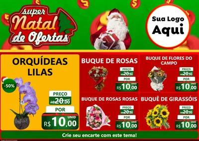 Modelo de Encarte para Encarte A4 Horizontal com o tema Super Natal de Ofertas para Floricultura e jardim