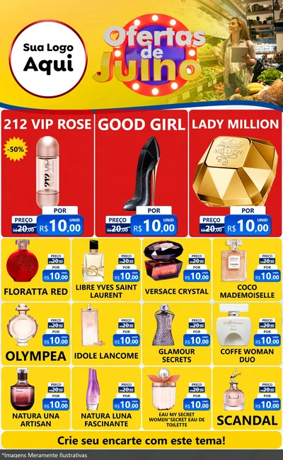 Modelo de Encarte para Encarte Grande com o tema Ofertas de Julho para Perfumes
