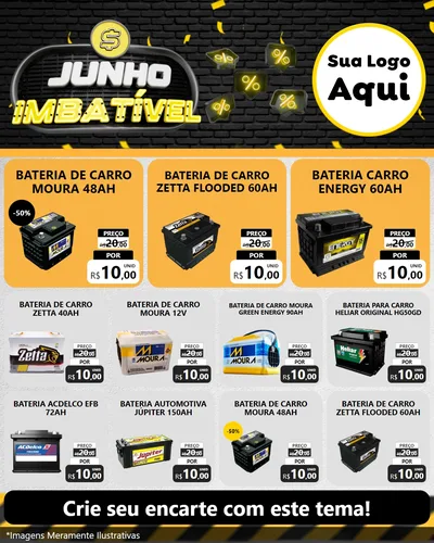 Modelo de Rede Social para Feed Instagram com o tema Junho Imbatível para Baterias Elétricas