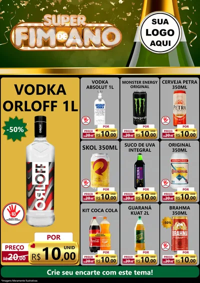 Modelo de Encarte para Encarte A4 Vertical com o tema Super Fim de Ano para Distribuidora de bebidas