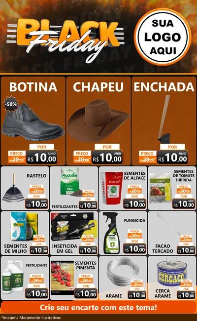 Modelo de Encarte para Encarte Grande com o tema Black Friday para Agropecuária
