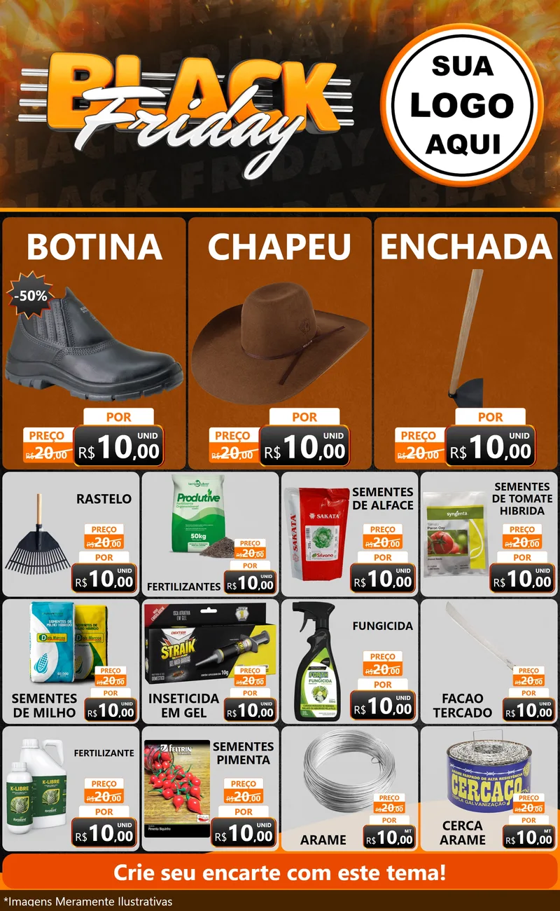 Modelo de Encarte para Encarte Grande com o tema Black Friday para Agropecuária