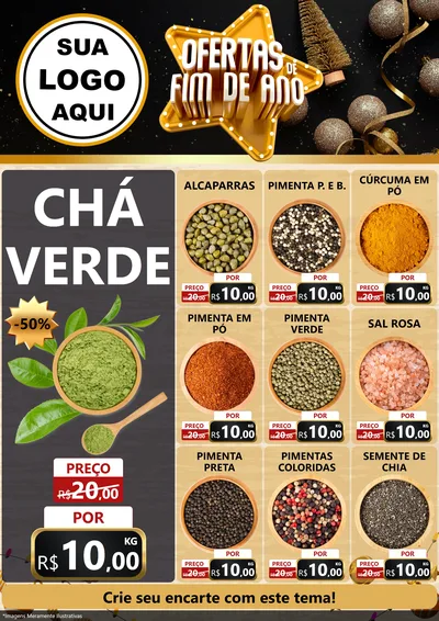 Modelo de Encarte para Encarte A4 Vertical com o tema Ofertas de Fim de Ano para Produtos Naturais