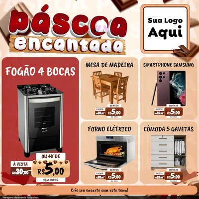 Modelo de Rede Social para Feed Facebook com o tema Páscoa Encantada para Móveis e Eletro
