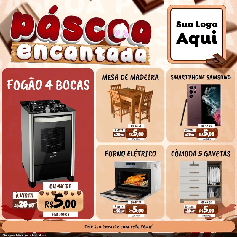 Modelo de Rede Social para Feed Facebook com o tema Páscoa Encantada para Móveis e Eletro