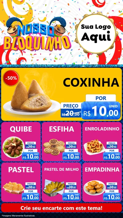 Modelo de Rede Social para Stories com o tema Nosso Bloquinho para Salgadaria
