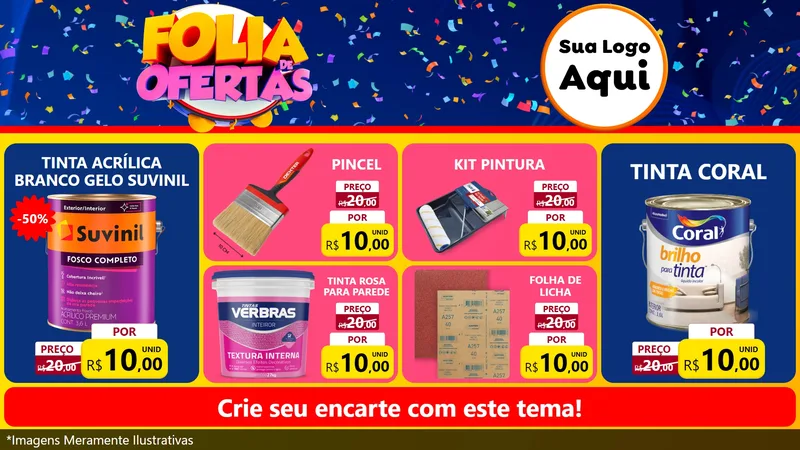 Modelo de TV para TV Horizontal com o tema Folia de Ofertas para Tintas e Ferramentas
