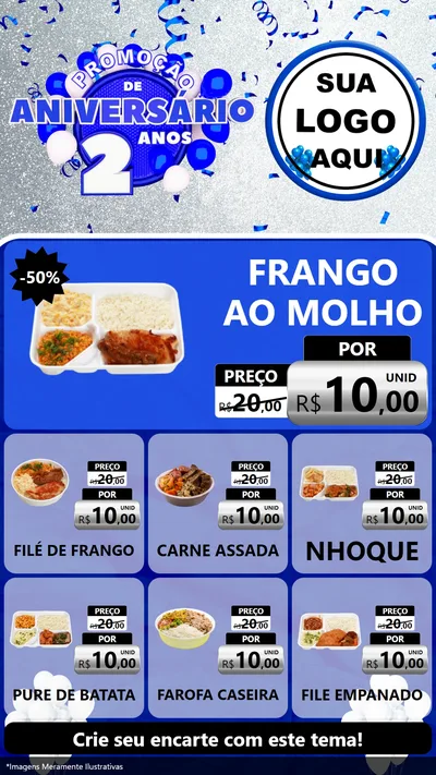 Modelo de Rede Social para Stories com o tema Promoção de Aniversário - 2 Anos para Restaurante