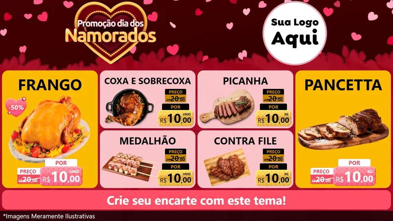 Modelo de TV para TV Horizontal com o tema Promoção Dia Dos Namorados para Assados