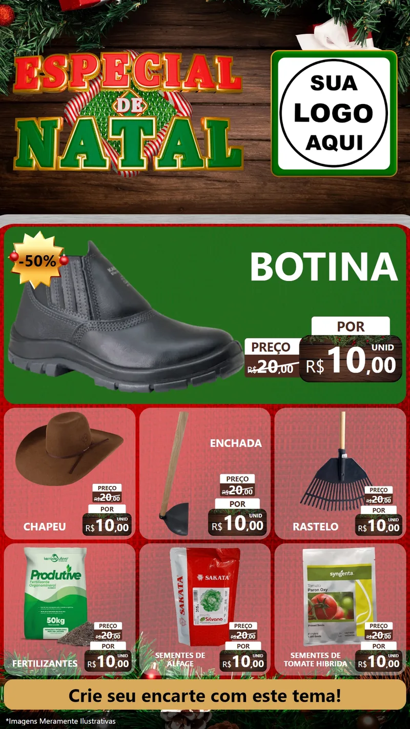 Modelo de Rede Social para Stories com o tema Especial de Natal para Agropecuária