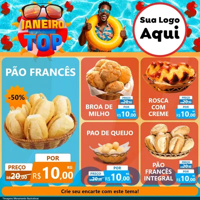 Modelo de Rede Social para Feed Facebook com o tema Janeiro Top para Padaria