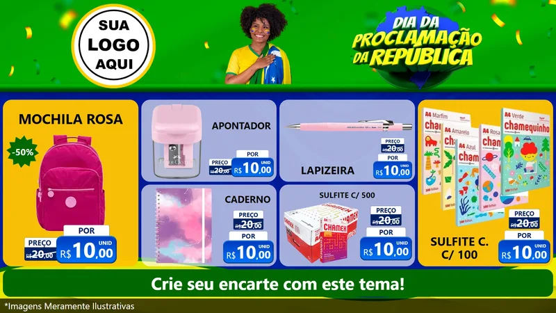 Modelo de TV para TV Horizontal com o tema Dia Da Proclamação Da República para Papelaria