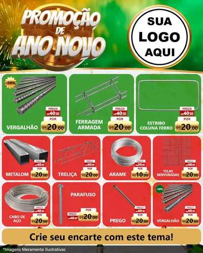 Modelo de Rede Social para Feed Instagram com o tema Promoção de Ano Novo para Ferragens