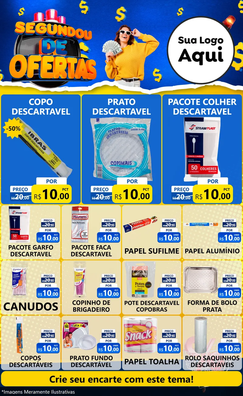 Modelo de Encarte para Encarte Grande com o tema Segundou de Ofertas para Embalagens