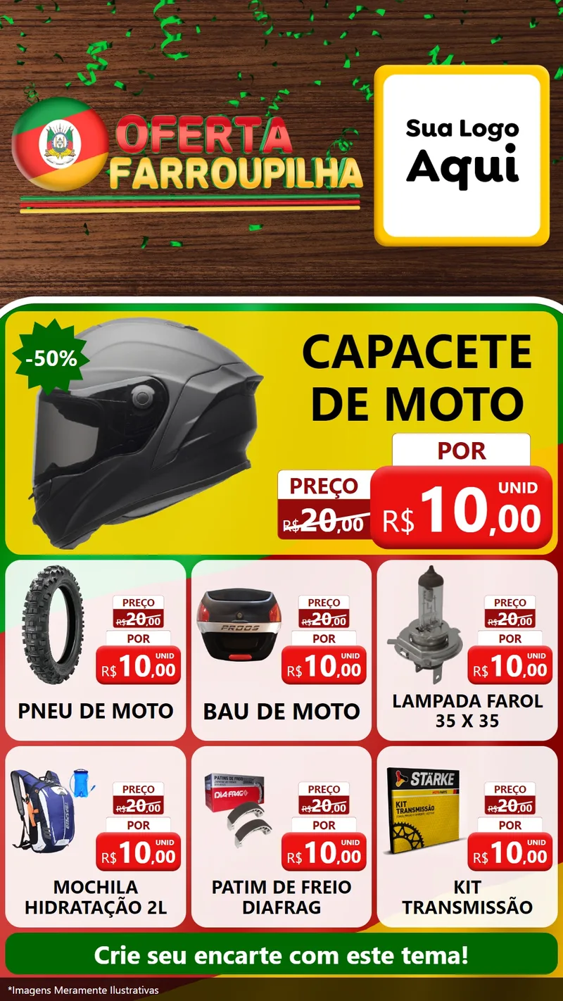 Modelo de Rede Social para Stories com o tema Oferta Farroupilha para Moto peças