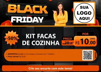Modelo de Cartaz para Cartaz A4 Horizontal com o tema Black Friday para Utilidades Domésticas