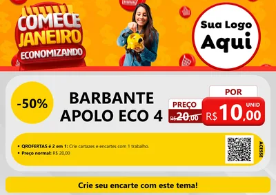 Modelo de Cartaz para Cartaz A4 Horizontal com o tema Comece Janeiro Economizando para Armarinho e Aviamentos