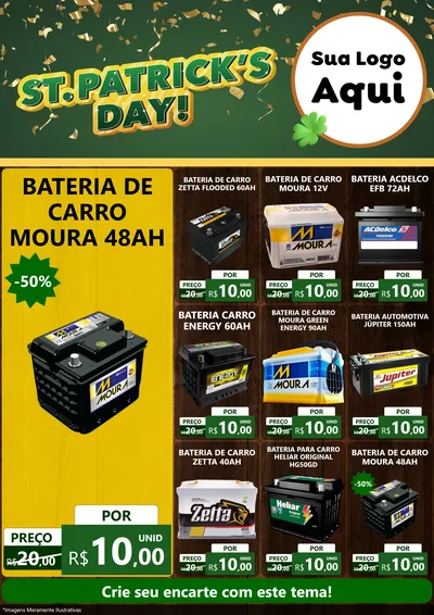 Modelo de Encarte para Encarte A4 Vertical com o tema St Patriks Day para Baterias Elétricas