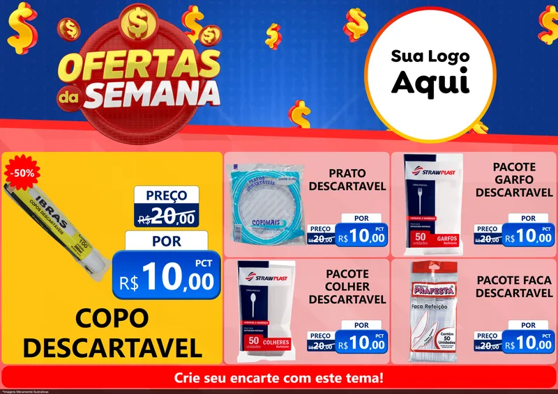 Modelo de Encarte para Encarte A4 Horizontal com o tema Ofertas Da Semana para Embalagens