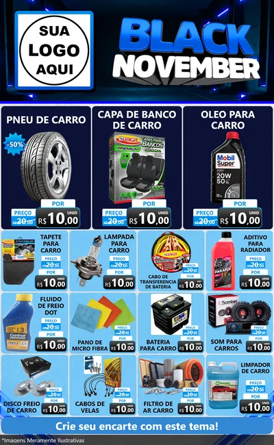 Modelo de Encarte para Encarte Grande com o tema Black November para Auto peças