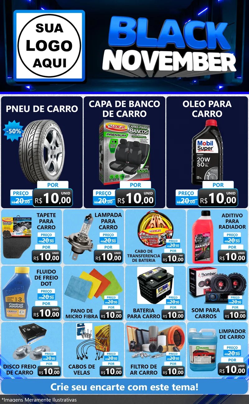 Modelo de Encarte para Encarte Grande com o tema Black November para Auto peças