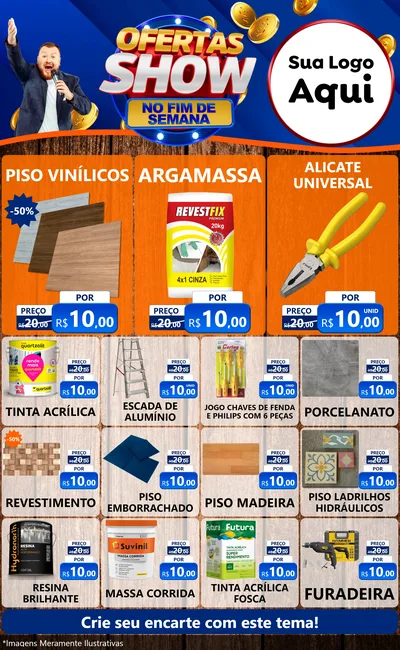 Modelo de Encarte para Encarte Grande com o tema Ofertas Show No Fim De Semana para Material para Construção