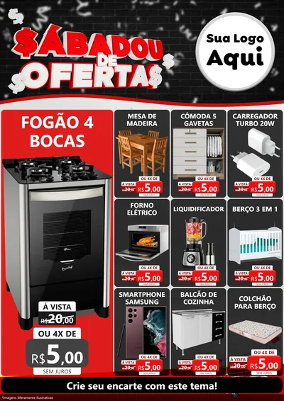 Modelo de Encarte para Encarte A4 Vertical com o tema Sabadou de Ofertas para Móveis e Eletro